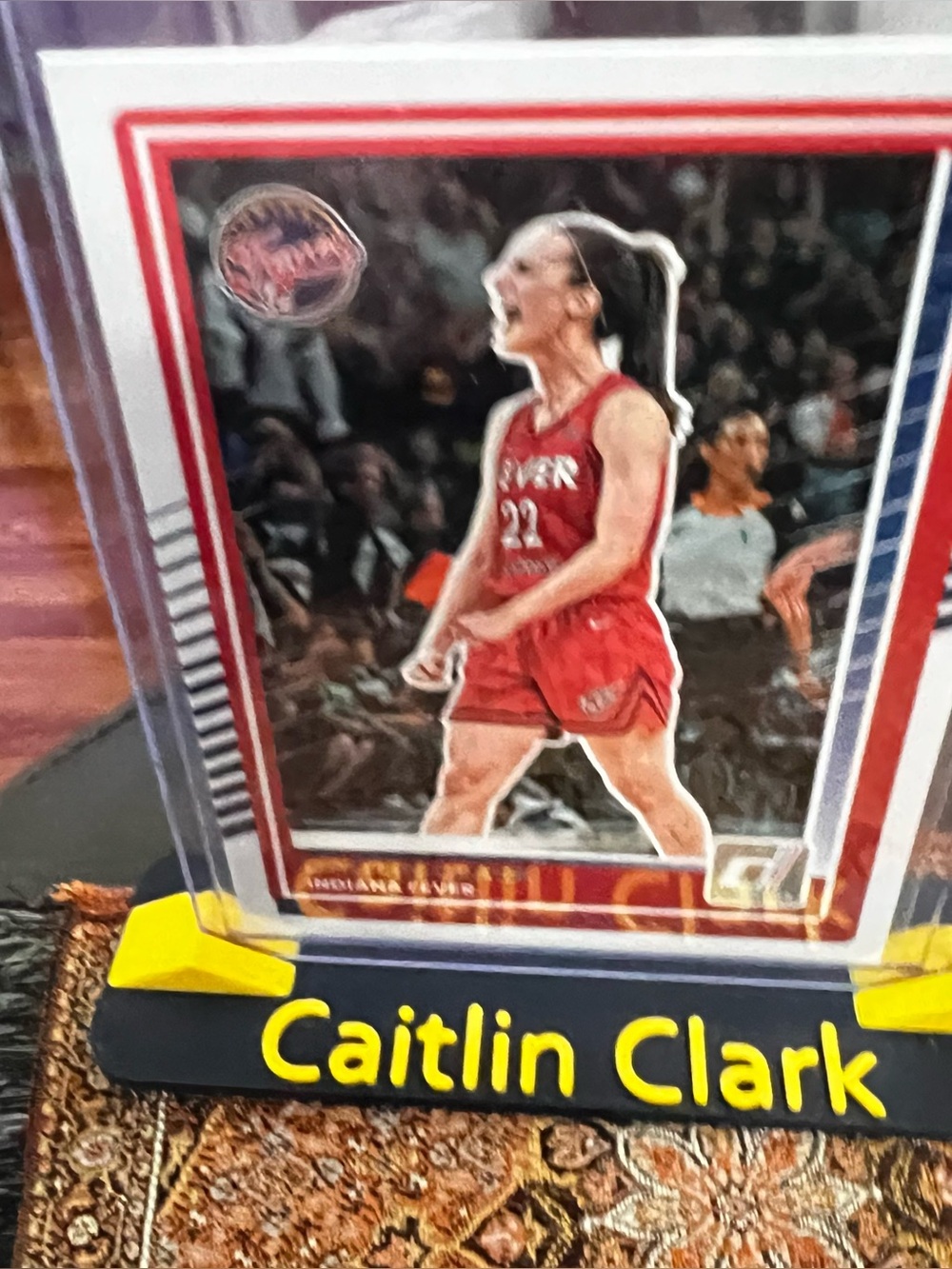 Panini Red and Yellow Caitlin Clark Trading Card Stand